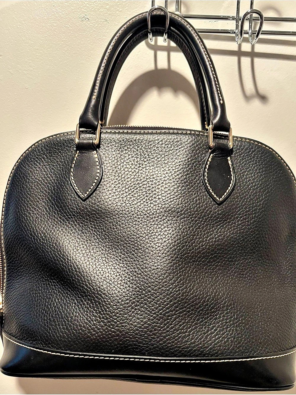 Dooney & Bourke Pebble Grain Domed Satchel Black & Red